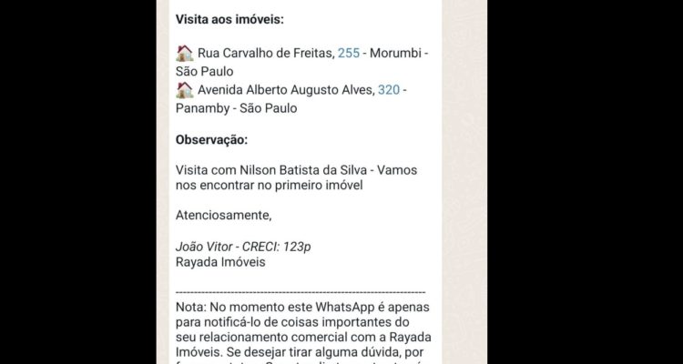 Notificação da Visita por WhatsApp